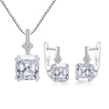 Fine Jewelry Set Asscher Cut Cubic Zirconia Box Chain Necklace and Earrings Jewelry Set for Women