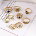2025 Crystal  Fashion Colorful Oil Drop Zircon Ring Evil Eye Open Ring