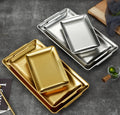 Multi Size Rectangular Stainless Steel Trays Gold Silver Serving Dishes for Home Restaurant BBQ Food Presentation Plates