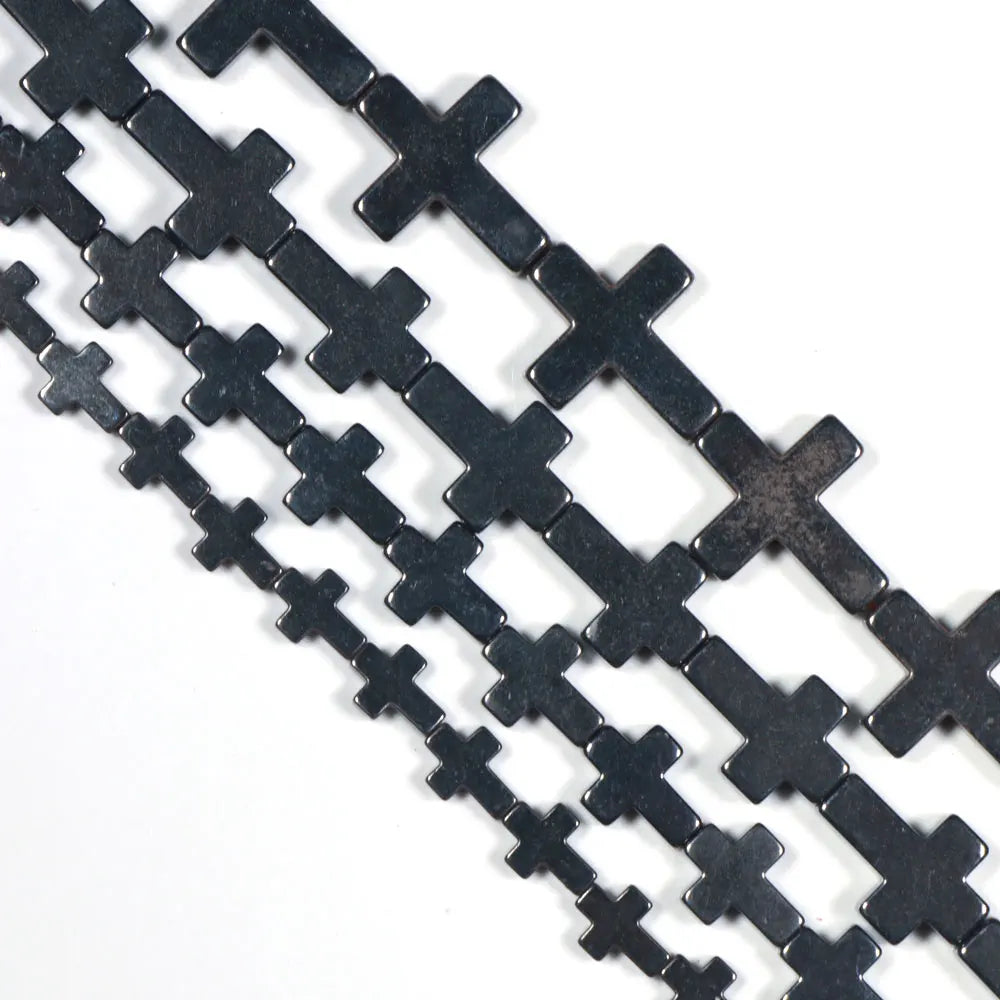 Wholesale Natural Hematite Stone Beads Strand  Black Hematite Cross Stone Loose Beads for Jewelry Making