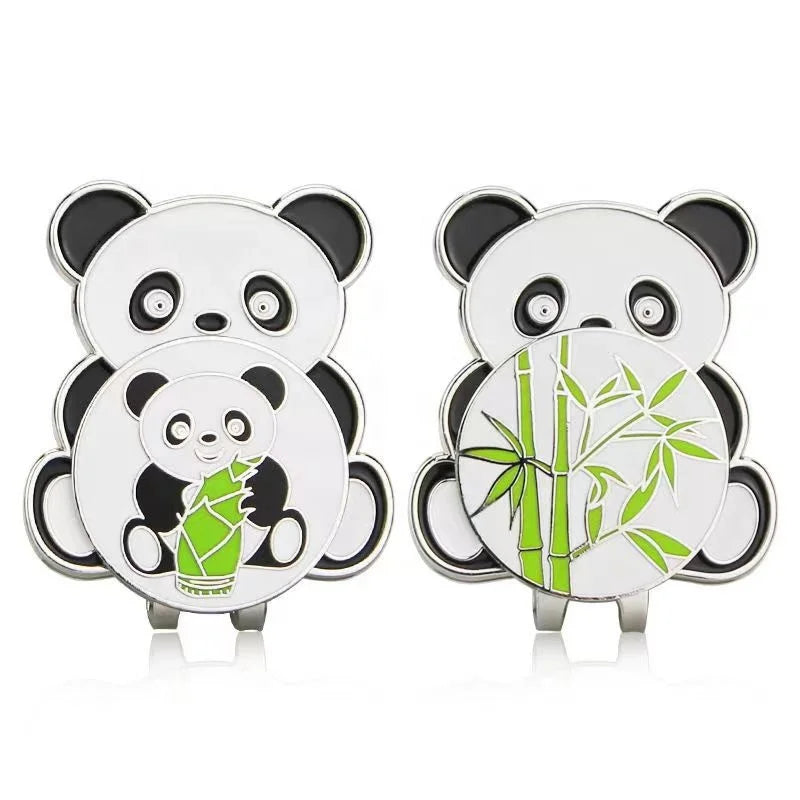 Panda Bamboo Ball Marker for Men and Women Golfers Magnetic Hat Clip Golf Accessory Made of Iron