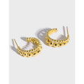 925 Sterling Silver Multi-layered Beaded Earrings Beautiful C Shape Hoop Earring 18K Gold Earrings Women Gift