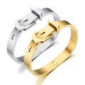 CENDA Punk Simple Hiphop Style Titanium Steel Slap & Snap Bracelets for Women 8mm Adjustable Jewelry