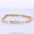 New Princess Cut Quartz Tennis Bracelet 14K Yellow Gold Women Link Chain Bracelet Fine Jewelry Gift