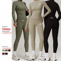 Custom Logo Autumn Winter Half Zip Quick Drying Long Sleeves Training Yoga Suit Women Outdoor Gym Running Sport Fitness Yoga Set