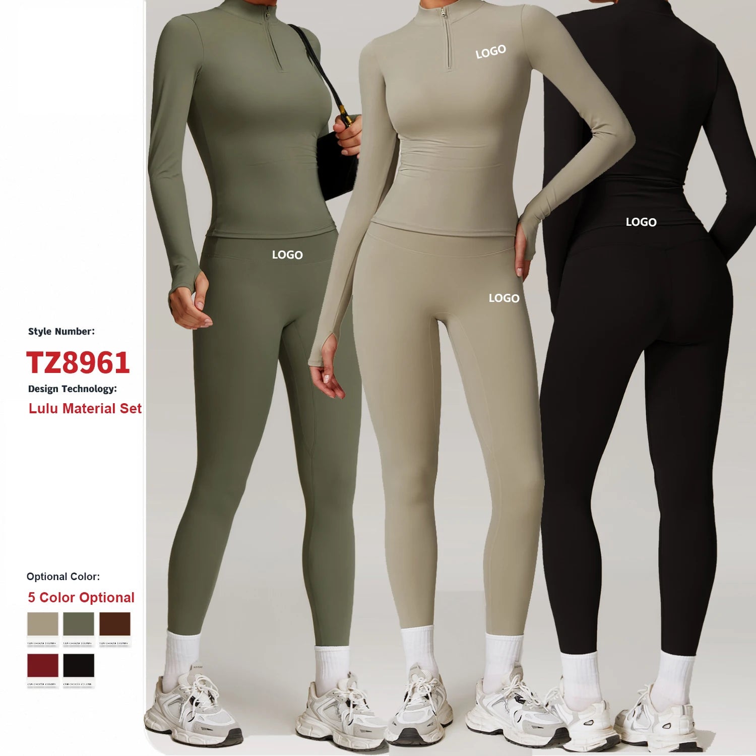Custom Logo Autumn Winter Half Zip Quick Drying Long Sleeves Training Yoga Suit Women Outdoor Gym Running Sport Fitness Yoga Set