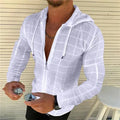 New Fashion Hot Selling Sport Slim Long Sleeve Solid Color Shirt Hooded Thin Zipper Cardigan Tops Men's Casual Shirts
