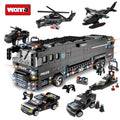 WOMA TOY Hot C0547 Bricks SWAT Mobile Combat Bus Police Car Army Model Building Block Set for Kids Large Set Zabawka