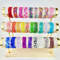 Boho Style Beaded Seed Bead Bracelet 5pcs Fashion Colorful Multi-layer Elastic Bracelet Set for Women