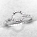 Sterling Silver 4mm/5mm/6mm/7mm/8mm/9mm Semi Mount Ring Frame Empty Blank Setting S925 Base Without Center Stone for Inlay DIY