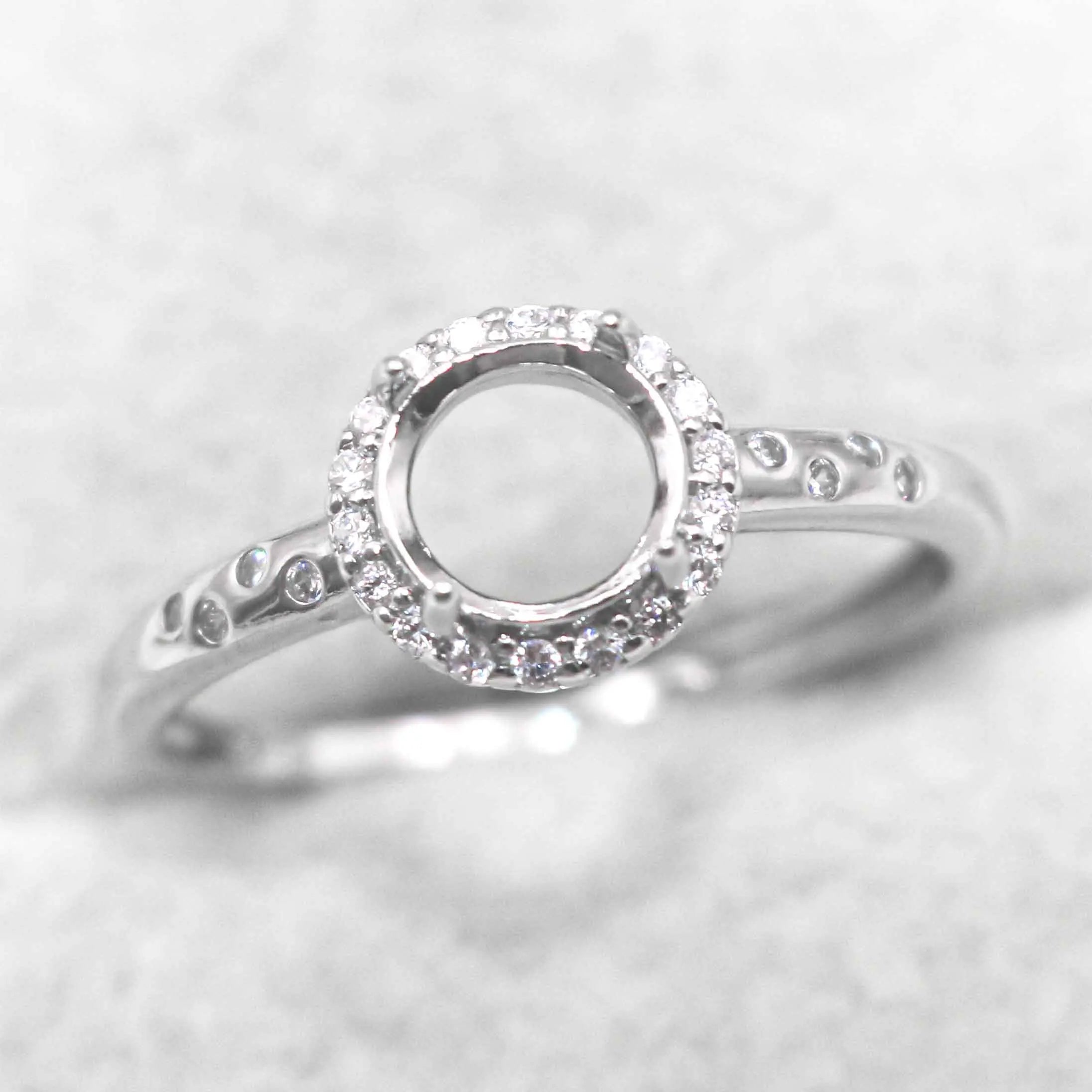 Sterling Silver 4mm/5mm/6mm/7mm/8mm/9mm Semi Mount Ring Frame Empty Blank Setting S925 Base Without Center Stone for Inlay DIY