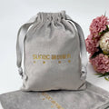 Custom logo Printed Small Light Grey Velvet Bag  Cosmetic Jewelry Gift Bag Pouches