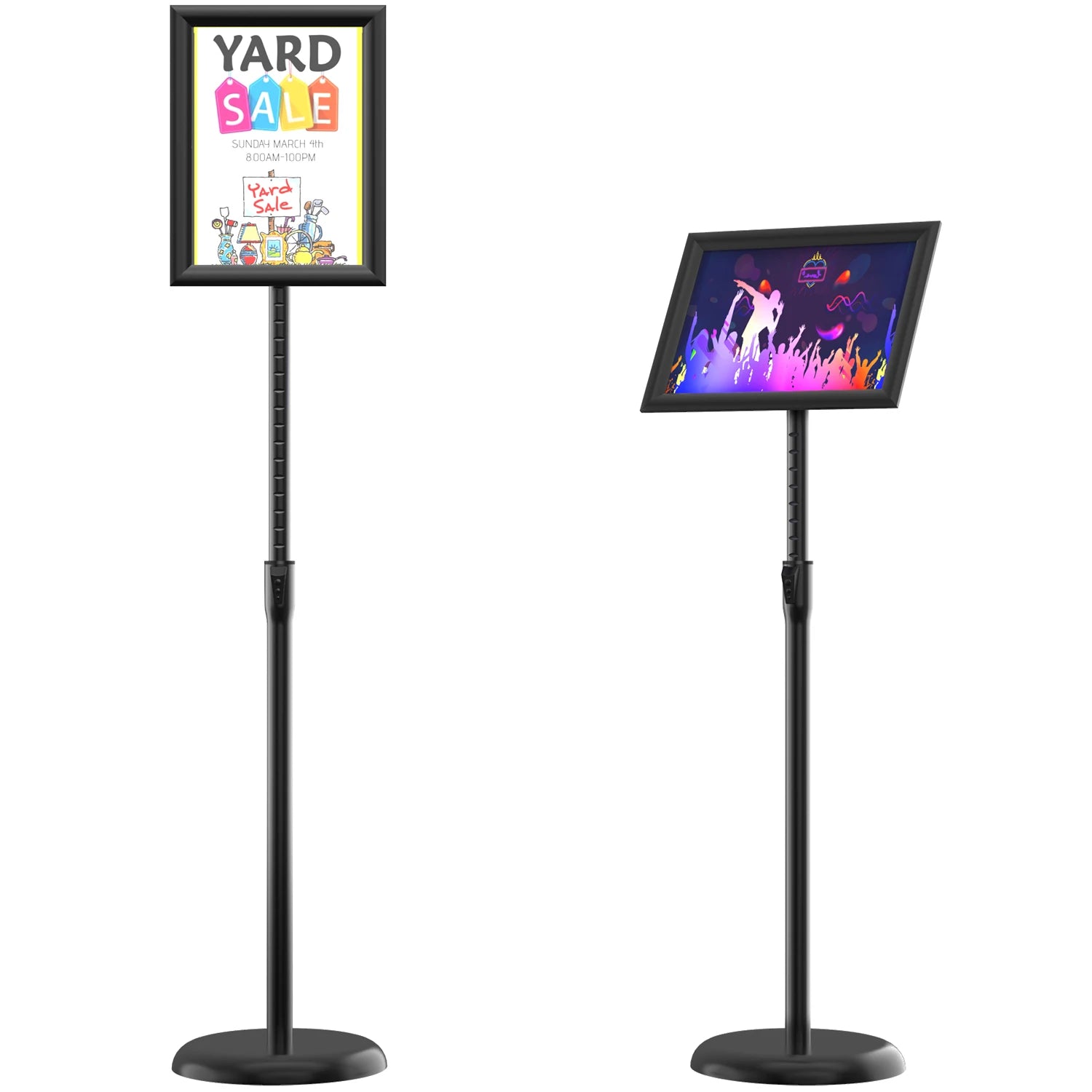 CYDISPLAY A4 Poster Stand Floor Sign Holder T-Shaped Clip Frame Aluminum Heavy Duty Adjustable Black Promotional Advertising