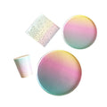 Iridescent Food Grade Paper Pizza Plate Cup Napkin Disposable Dinnerware Set Eco-friendly Biodegradable for Parties Wedding