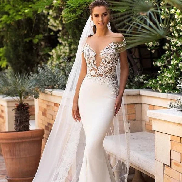 Wedding Dress 2023 Summer New Deep V Hollow Embroidered Mermaid Wedding Dress Tailing