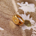 Chris April in Stock Fashion Jewelry Micro-inlaid Zircon 316L Stainless Steel PVD Gold Plated Six Pointed Star Ring