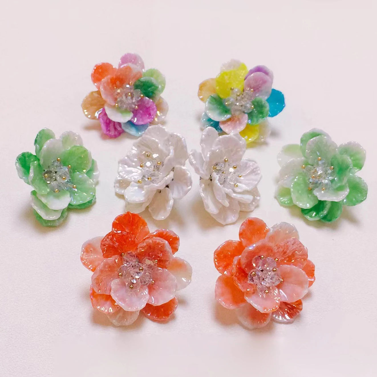 New High End Versatile Colorful Earrings Exaggerated Handmade Popular Duoba'an Acrylic Flower Earrings for Women