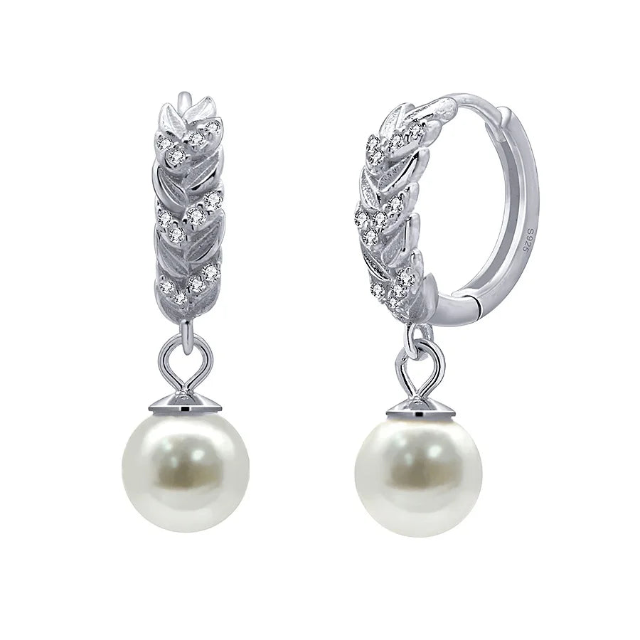 Peace Leaf Elegant Trending Drop Summer Bohemian Silver Freshwater Pearl Vintage Earrings for Women