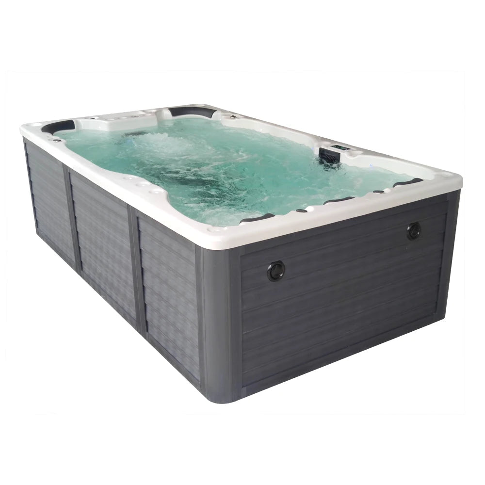 Freestanding Endless Spa Pool Swim Spa Backyard Whirlpool Massage Bathtub Hot Tub Outdoor for Family Party MegaBDM