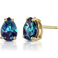 925 Sterling Silver 14K Yellow Gold Alexandrite Pear Shape Stud Earrings Rhodium for Women's Anniversaries Gifts Fashion Jewelry