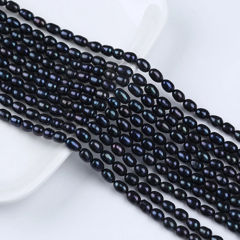 Zhuji Natural 4-5mm Freshwater Black Rice Pearl Loose Pearls for Jewelry Making
