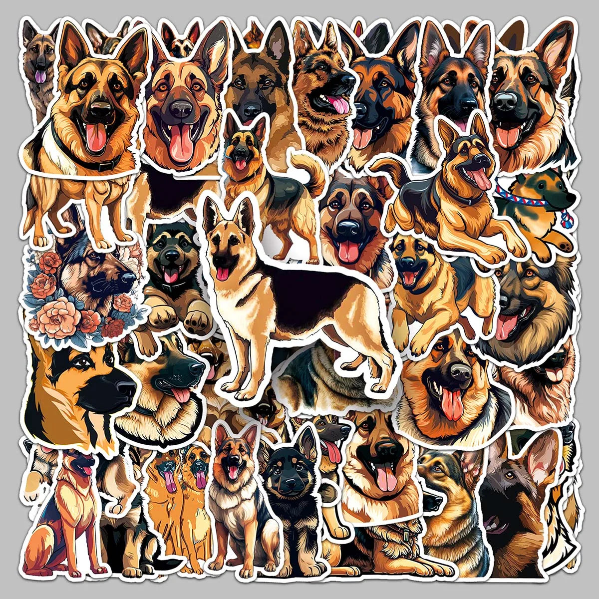 50PCS Factory Hot Toy Stickers PVC All Cut Personalized German Shepherd Dog Stickers