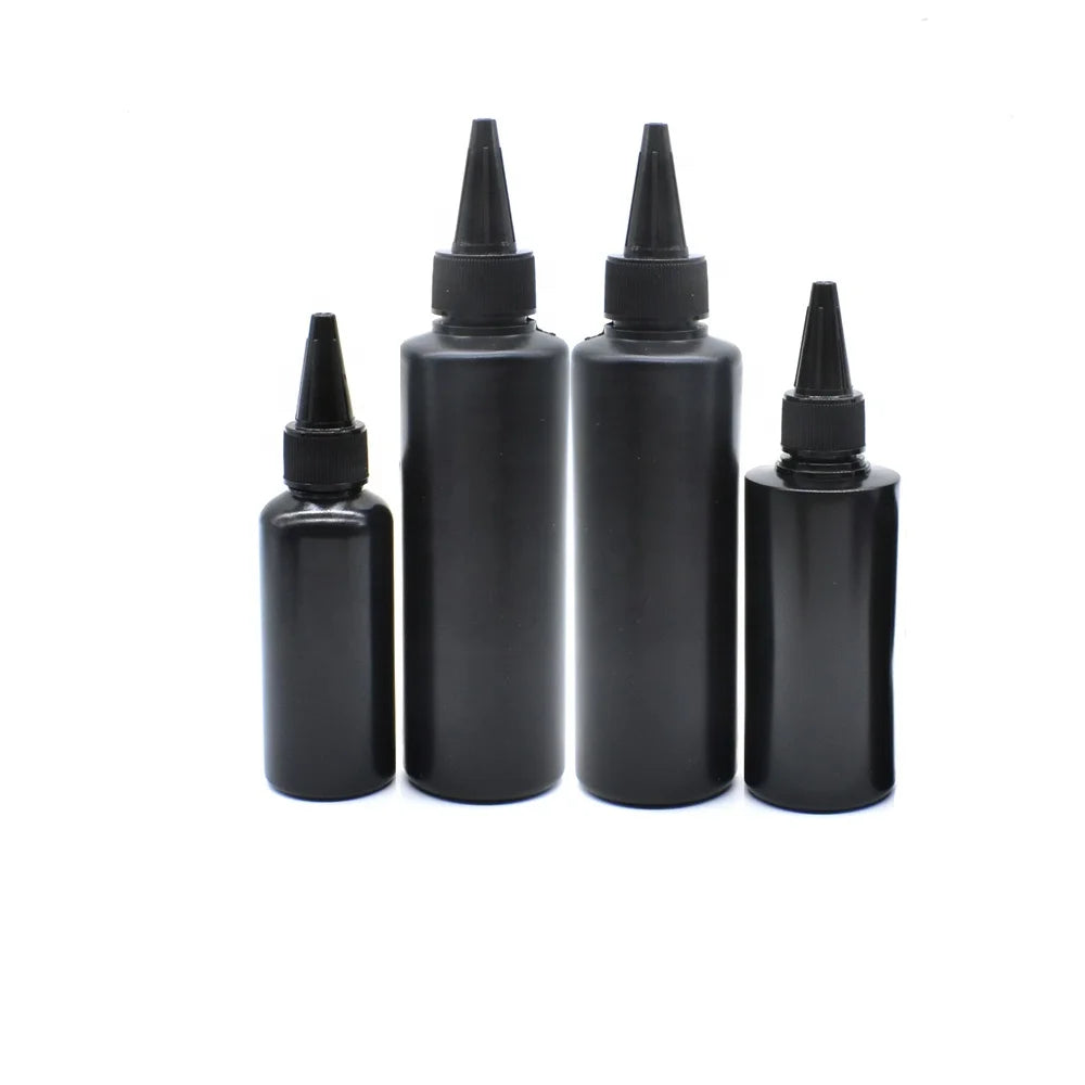 In Stock 1oz 2oz 10oz Black Soft Plastic Squeeze Bottle 10ml 15ml 20ml 50ml for Paint Ink Glue Hair Care Gel