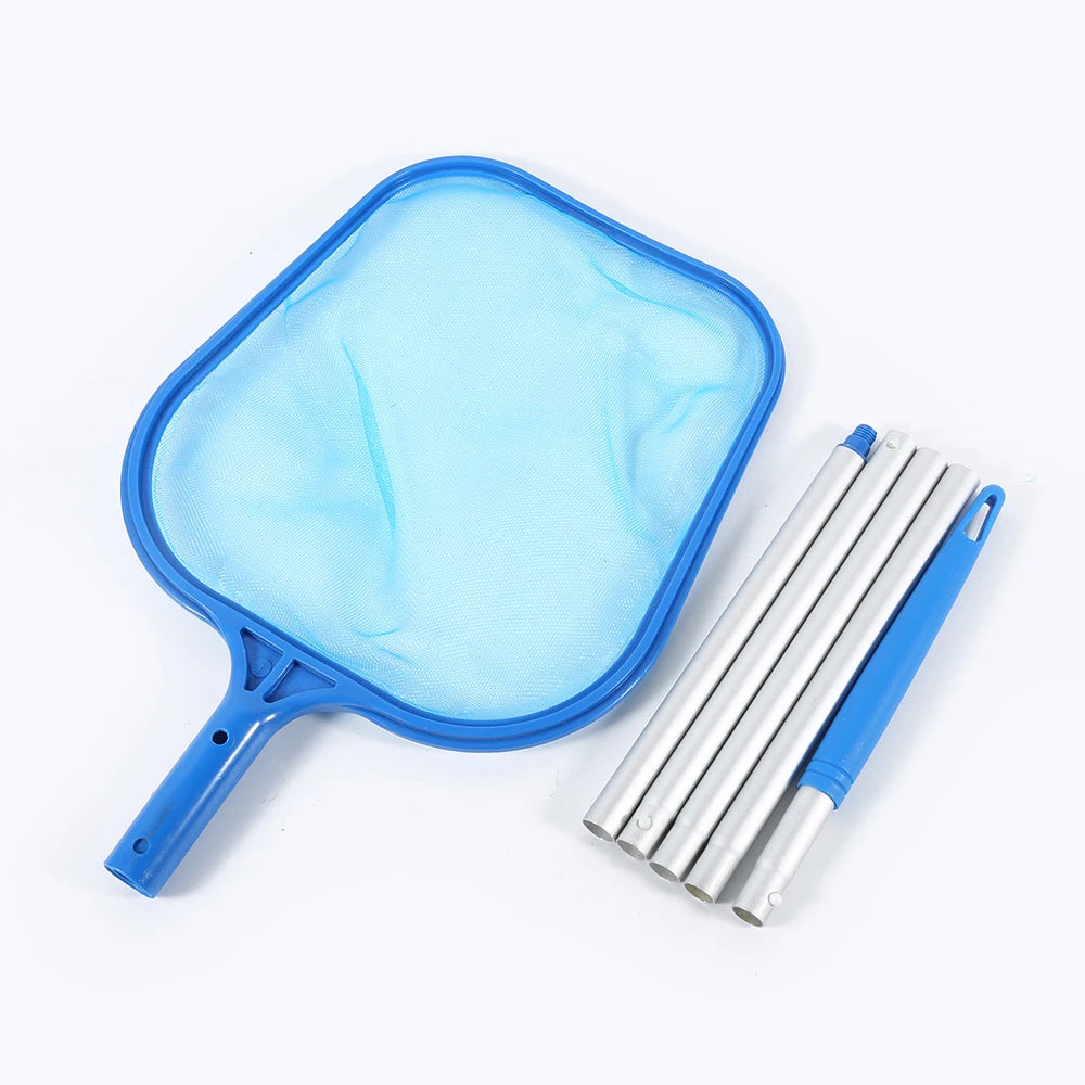 Swimming Pool Leaf Net Skimmer Blue Leaf Skimmer With 4-section Extension Rod Pool Silt Net
