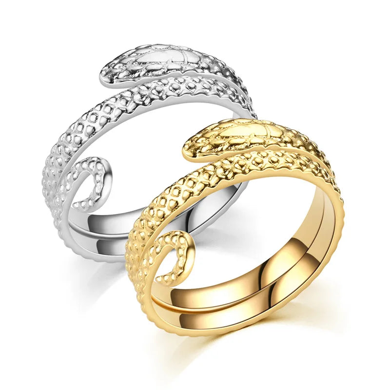 Open Titanium Steel Ring Snake Ring Vintage Stainless Steel Ring Jewelry