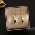Yiwu DAICY Wholesale Fashion Women Jewelry Water Drop Pendant Necklace Green Diamond Rose Necklace Accessories