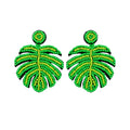 Boho Bohemian Glass Rice Seed Beads Beaded Plant Leaf Shape Dangle Hoop Drop Earring Women Earrings Jewelry Accessories