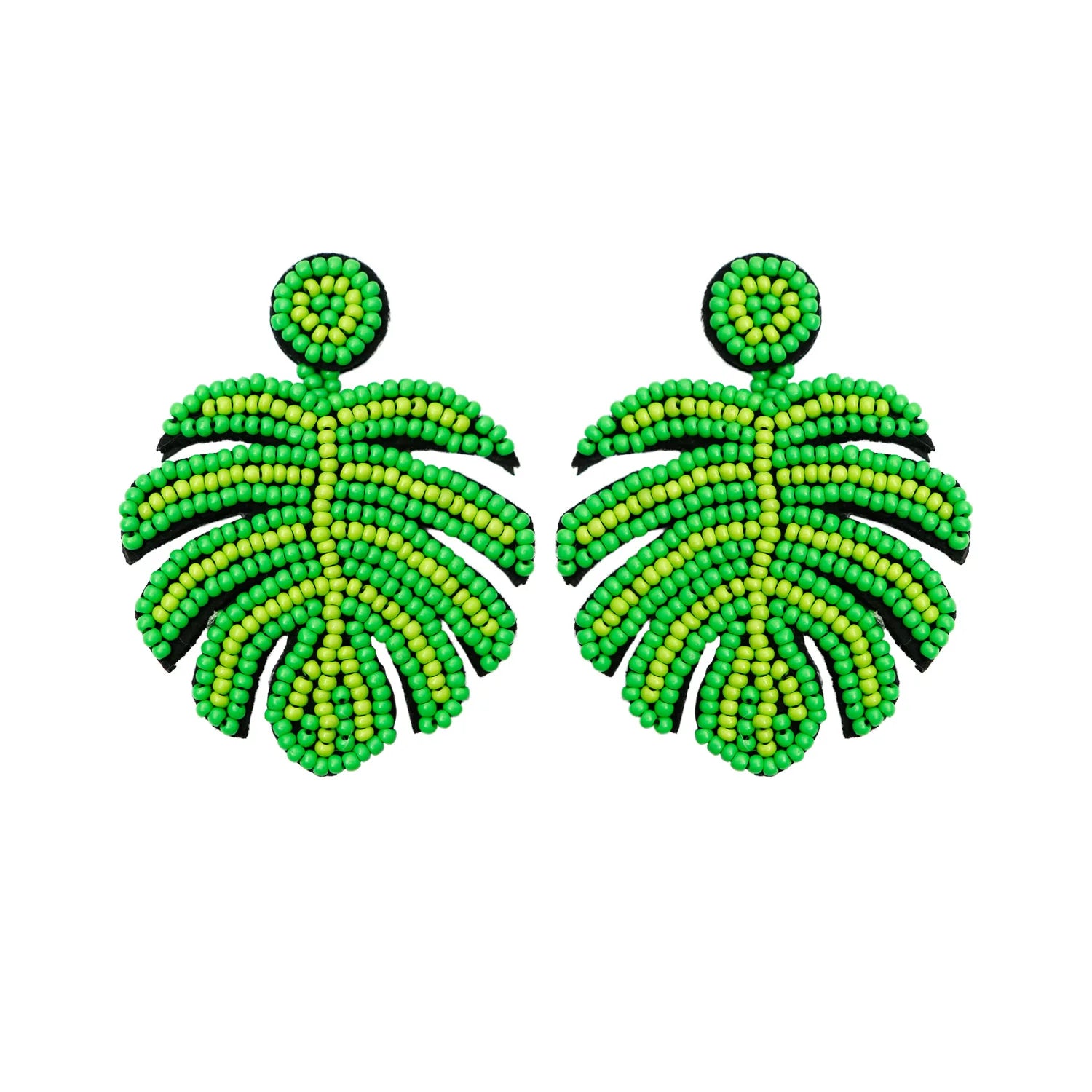 Boho Bohemian Glass Rice Seed Beads Beaded Plant Leaf Shape Dangle Hoop Drop Earring Women Earrings Jewelry Accessories