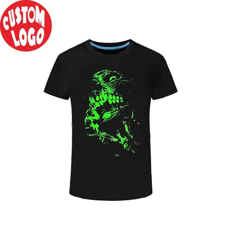 Factory Price Promotional  Reflective Summer Men Printed Short Sleeve Fluorescent Yellow Green T Shirt 160 Cotton