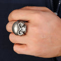 Wholesale Punk Rock Genuine Leather Rings for Men Metal Skull Accessories Fashion Jewelry Ring