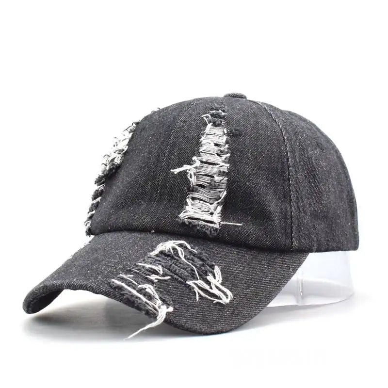 Wholesale Sporty Common Denim Worn Out Washed 6-Panels Baseball Cap Distressed Faded Gorras Sunhat Dad Hat