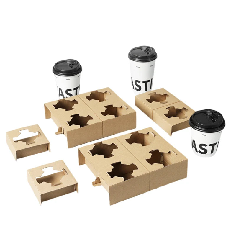 Custom Size logo 2/4 Cup Holder Paper Cup Holder Tray Coffee Paper Cup Holder Tray