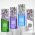 Custom Jade Vertu Eco-Friendly Modern Iridescent Crystal Trophy Award Engraved Rainbow Diamond Plaque Corporate Team Excellence