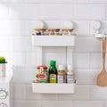 2 Layers Spice Rack Shelf Spice Organizer Plastic Rack Wall Mount Kitchen Corner Spice Holder Rack Hanging Storage Organizer