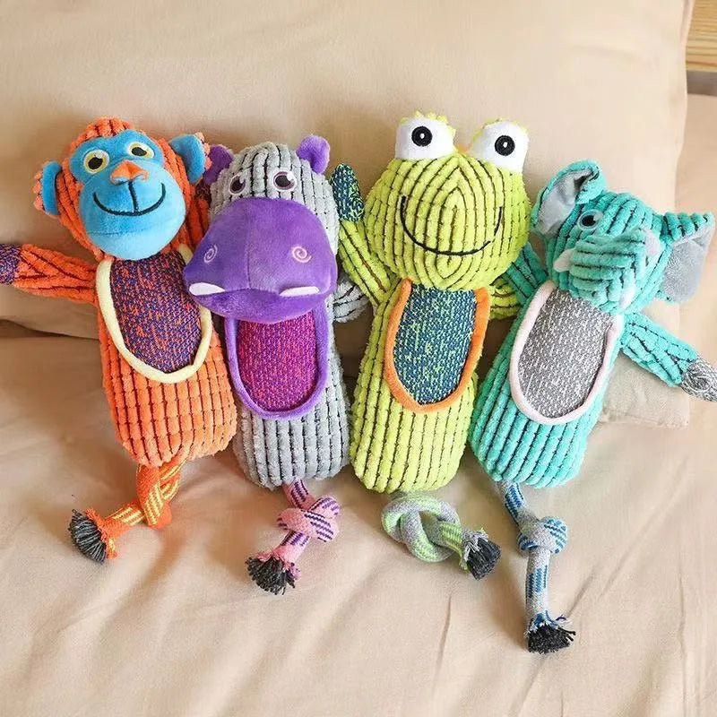 Hot Selling Pet Dog Teeth Cleaning  Plush Animal Toys Squeaky Interactive Cartoon Fashionable Squeaky Plush Chew Toy
