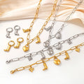 Fashion Stainless Steel Jewelry Wholesale 18K Gold Plated Heart Lock Boot Accessories Necklace Bracelet Christmas Jewellery Set