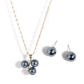 Hawaiian 14K Gold Plated 3-Pieces Black Pearl Necklace Set Hot Sale Woman Jewellery Accessories Jewelry Sets Wholesale