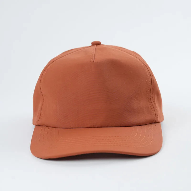 Polyester Nylon 5 Panel Unstructured Snapback Cap With Custom Embroidery Logo Blank Plain Nylon Cap