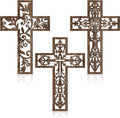 Tailai Stylish Plywood Cross Wall Art with Veneer Finish Handmade Antique Cross Hanging Decor Religious Cross Decorations