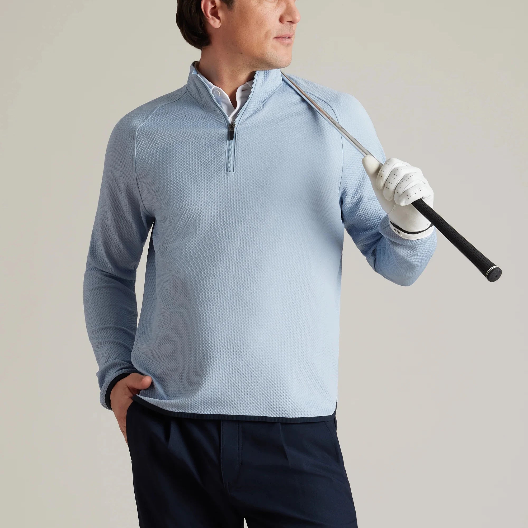 New  Arrival Men's 4 Way Stretch Golf 1/4 Zip Sweatshirts Stand Collar Raglan Sleeve Sweatshirts