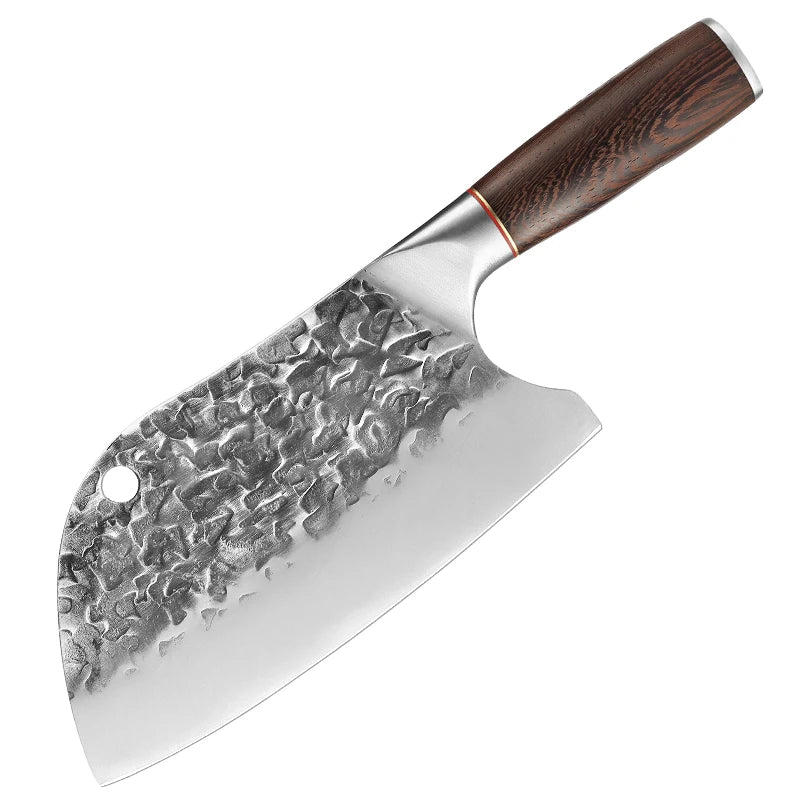 Handmade Forged High Carbon Steel Kitchen Knife Butcher and Slaughter Cleaver with Wooden Handle