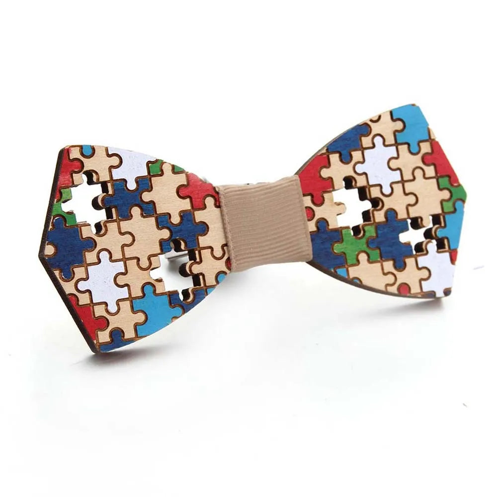 Wholesale Fashion Bow Tie Handmade Painted Wooden Men's Decoration Bow Ties