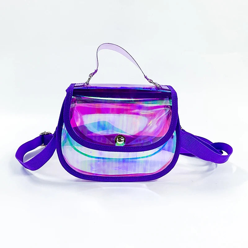 Custom Holographic Clear PVC Zipper Crossbody Bag for Women Fashionable Storage Solution for Phone and Cosmetics