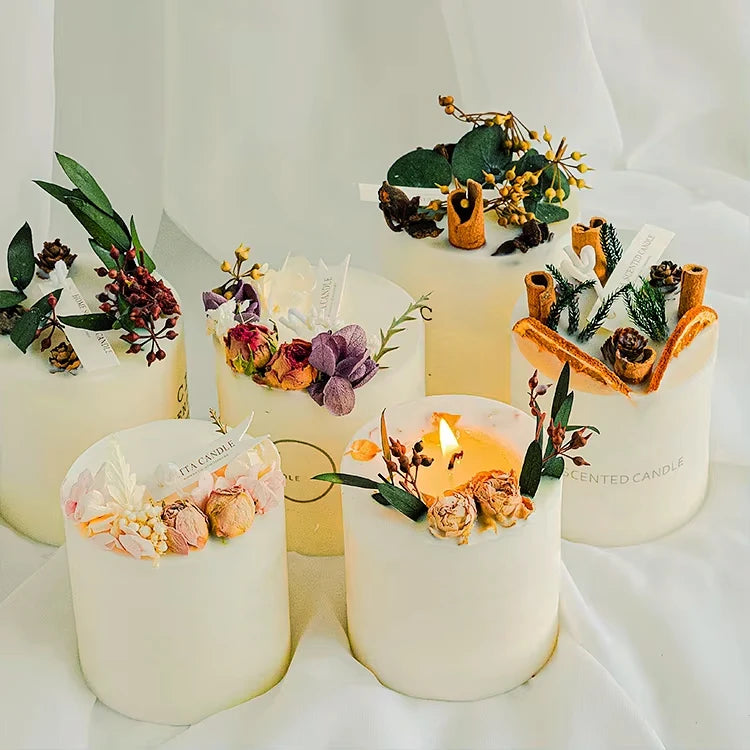 Wholesale Customize Luxury Monther's Day Gift Lovely Gift Soy Wax Candles Home Decor Dried Flowers Scented Candles