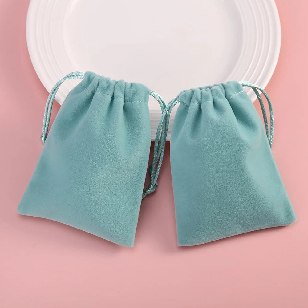 8x10cm Light Green Teal Pouches Gift Jewelry Drawstring Jewellery Pouch Jewelry Velvet Bag Packaging Drawstring Bags