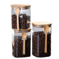 Wholesale Custom Square High Borosilicate Airtight Kitchen Coffee Bean Glass Storage Canister Container Jar with Bamboo Lid
